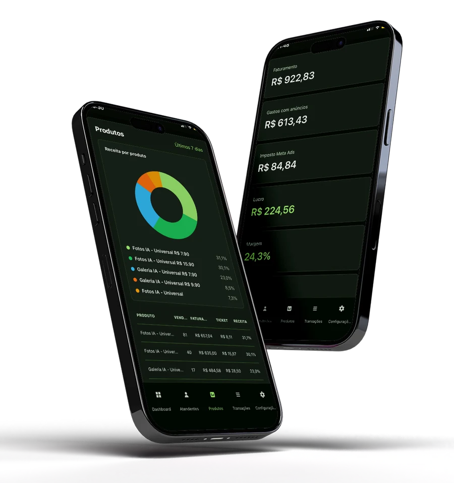 HS Metrics em dois celulares